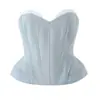 Estilo europeo y americano sexy corsé de encaje empalmado top de tubo de mezclilla + falda ajustada de cintura baja conjunto de chica hot para mujer