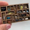 Caja Cuadriculada Color Madera Vintage Zakka Transfronteriza, Soporte de Joyería Miniatura de Madera, Adorno de Almacenamiento de Muestras Minerales