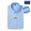 Camisas de Manga Curta Masculinas Cuidadosamente Selecionadas, Roupas de Trabalho Masculinas de Verão em Fibra de Bambu, Camisas Profissionais de Negócios Listradas Azuis