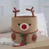 Cesta de Armazenamento Tecida em Corda de Algodão Rena de Natal Grande Capacidade Cesta para Roupas Domésticas Enfeites de Decoração de Natal Alce