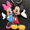 Versión Q Mickey Minnie Cabeza Grande pegamento suave doble cara lindo caricatura llavero pareja llavero de coche colgante de bolsa