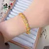 Novo Bracelete Aberto Floral Esmaltado Dourado Areia para Mulheres, Novo Bracelete de Alto Padrão Estilo Chinês