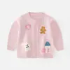 Suéter redondo de jacquard de dibujos animados para otoño e invierno para niños y niñas, top cálido de manga larga estilo coreano, chaqueta de punto para niños pequeños