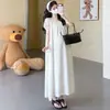 Vestido de Maternidad "El Mensaje de Qingfeng" Estilo Dulce Francés Vestido de Maternidad de Lunares para Mujer, Elegante Vestido Largo para Embarazo de Verano