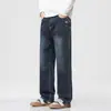 Roupas Masculinas Fengshe / Jeans Retrô Americano para Homens Nova Coleção Primavera e Outono 2026 Streetwear Casual Calças Retas Largas