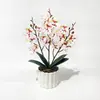 Decoración para el Hogar Planta en Maceta de Orquídea Phalaenopsis de 3 Tallos y 15 Flores con Tacto Realista Flor Artificial Adorno para Arreglos de Boda y Banquete