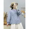 Colección Otoño 2026: Estilo Artístico Cuello Alto Corte Holgado Cardigan de Espiga para Mujer Camisa de Manga Larga Top Casual Venta al por Mayor