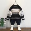 Suéter para Niño Invierno Engrosado Estilo Año Nuevo 2025 Suéter Tejido para Niños Rojo Cálido Top Ropa Infantil de Moda