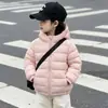 Chaqueta de Algodón Cálida con Capucha de Canalé de Color Liso para Niñas y Niños, Abrigo de Algodón Ligero Elegante y Lindo para Niños, Ropa de Abrigo