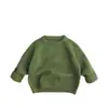 Nova Roupa de Outono/Inverno Infantil para Meninos e Meninas, Suéter da Moda Cor Sólida Estilo Coreano, Pulôver de Tricô Solto, Camiseta Básica Gola Redonda