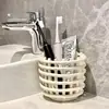 Balde de Armazenamento para Lenços de Limpeza Facial Usados Caixa Organizadora de Banheiro para Artigos de Higiene Pessoal Escova de Dentes Pasta de Dente Cesta de Armazenamento para Pincéis de Maquiagem