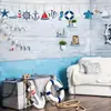 Artesanía de Madera de Verano Transfronteriza Decoración Náutica Mini Salvavidas Doméstico Estrella de Mar Velero Colgante de Decoración Costera