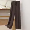 Atacado Transfronteiriço do Fabricante Outono e Inverno Calça de Lã Grossa 100% Lã Australiana de Malha Lisa de Cintura Alta para Mulheres, Grandes Quantidades em Estoque