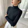 Estilo Novo Outono e Inverno Macio e Ajustado ao Corpo Feminino Gola Alta Caxemira Versátil Cor Sólida Confortável Moda Malha Camisa Base