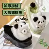 Chinelos de Algodão Panda Vermelho para Mulheres, Novidade Outono/Inverno 2026 Fofos para Interior de Casa Antiderrapantes Quentes de Pelúcia Chinelos Pós-parto