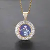 Europeu e Americano Hip-Hop Grande Redondo Foto Hip-Hop Pingente Cravejado com Zircônia Hiphop Foto Commemorativa Moldura Colar Dropshipping