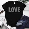 TZ806 Estação Independente da Amazon desejo AliExpress Camiseta Feminina Gola Redonda com Letras de Strass
