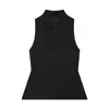 Moda Transfronteriza Europea y Americana Nueva Ropa para Mujer con Cuello Alto, Chaleco Transfronterizo de Estilo Europeo y Americano Ajustado con Dobladillo Abullonado