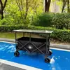 Carrito de puesto plegable portátil grande con mesa de altura ajustable, plegable y compacto, adecuado para acampar al aire libre y puestos de mercado nocturno