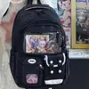 Mochila moderna e estilosa para meninas do ensino fundamental II e médio com camada transparente, grande capacidade, adequada para meninas do ensino fundamental.