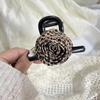 Moda de Lujo Ligero Estampado de Leopardo Flor de Rosa Elegante Pinza para Mujer de Gama Alta Elegante y Estilosa Pinza de Tiburón Accesorio para el Cabello para la Parte Posterior de la Cabeza