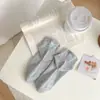 Meias de Algodão Puro com Bordado de Urso para Mulheres, Meias Curtas de Algodão, Estilo Fino de Verão, Aba no Calcanhar, Malha Respirável, Meias de Cano Curto Sem Costura