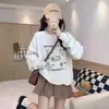 Sudadera de cuello redondo sin capucha para mujer, nuevo estilo primavera 2026, principios de otoño, talla petite, tacto de alta gama, corte holgado, top tipo pullover con forro polar