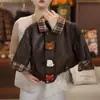 Chaqueta de Otoño para Niños 2026 Nueva Moda Versátil Chaqueta de Cuero Estilo Coreano para Niñas Casual Linda Muñeca Abrigo de Cuadros