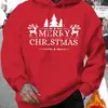 Moletom com Capuz de Lã Quente Moda Masculina Estampa de Feliz Natal, Capuz de Moda Masculina