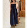 Vestido de tirantes francés arrugado negro en stock para mujer, verano 2025, falda interior informal de alta gama, Maybeba * y
