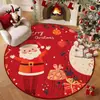 Alfombra Redonda para Sala de Estar Transfronteriza Decoración Navideña Felpudo de Cristal Terciopelo Resistente a Manchas Felpudo para Pies Alfombra de Papá Noel