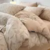 Sencillo Juego de Cuatro Piezas Jacquard Clase A 100% Algodón Cepillado para Otoño/Invierno Funda Nórdica Cálida Lujo Ligero Sensación de Alta Gama Estilo Sábana Bajera para Dormitorio Principal