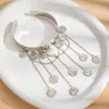 Colección de Pulseras de Brazo, Pulseras Abiertas Metálicas con Flor y Borla Transfronterizas Europeas y Americanas para Mujer, Moda Personalizada, Accesorios de Estilo Marino Sencillo