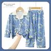 Novo Pijama Infantil Menino Primavera e Outono Desenho Animado Fofo Gola Lapela Cardigã Manga Longa Crianças Médias e Grandes Conjunto Fino de Roupa para Casa