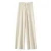 Pantalones de Pierna Ancha 100% Lana Otoño e Invierno para Mujer 2022 Nuevo Cintura Jacquard Pantalones de Piso Caída Nubes Pantalones Rectos de Punto