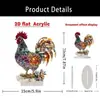 Enfeite Criativo Colorido de Galo Animal 2D Plano de Acrílico Decoração de Mesa para Casa e Escritório