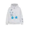 Moletom com capuz bordado patchwork de estrela novo estilo americano, cardigã casual solto de outono para casal, blusa com zíper