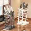 Estante multifuncional para cuchillos y estante de almacenamiento para encimeras de cocina, portacuchillos y portapalillos integrados, estante de almacenamiento con drenaje para cuchillos y tijeras, venta al por mayor