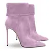 Botines Cortos de Tacón Aguja de Gamuza con Punta Fina para Comercio Exterior Europeo y Americano, Botas Estilo Pasarela Plegables de Moda tipo Martin, Botines de Talla Grande para Mujer