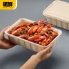 Caja de embalaje desechable para llevar de 2000/2500 ml, lonchera redonda de gran capacidad, olla caliente para langosta, degradable