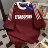 Camiseta de Algodón Puro de Peso Pesado con Tres Rayas de Moda de Manga Corta para Hombres y Mujeres, Top Suelto de Verano de Longitud Media con Cuello Redondo, Moda Estilo Ins