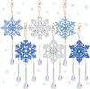 5D6 Peça Floco de Neve Pintura Diamante Pegador Inverno Pintura Diamante Sino de Vento Dupla Face 5D Pintura Diamante Floco de Neve Ornamento Pendurado Natal