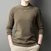 Camiseta básica de lana de camello de doble cara para hombre, otoño nuevo, al por mayor transfronterizo, camiseta casual holgada de moda, sudadera de cuello medio alto