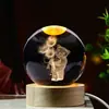 Venta al por mayor transfronteriza Bola de Cristal de Dibujos Animados Luminosa Grabada en 3D Luz de Noche Decoración de Escritorio Regalo Creativo Regalo de Cumpleaños para Mujeres