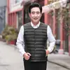 Chaleco de plumón para hombre de otoño e invierno, para mediana edad y ancianos, Chaleco de papá, Cuello redondo, Chaleco interior, Chaqueta corta ligera y cálida