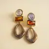 Pendientes Geométricos de Flor de Resina Transfronterizos Europeos y Americanos Otoplastias Maillard Otoño e Invierno Diseño Nicho de Gama Alta Joyería para Orejas Venta al por Mayor