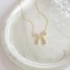 Requintado Bow Zircon Colar Feminino Luz Luxo Nicho Elegante High-end Clavícula Cadeia Fada Design Internet Acessórios Da Celebridade
