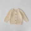 Cardigan Suéter de Malha Off-White de Manga Longa para Bebê Menina Infantil Estilo Celebridade da Internet Outono 2026 para Recém-Nascidos