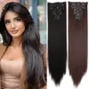 Set de Peluca Europea y Americana de Siete Piezas de Cabello Largo y Liso Transfronterizo para Aumentar el Volumen del Cabello, Extensiones de Cabello de Peluca Natural Invisibles