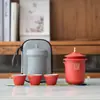 Juego de Té de Viaje Estilo Palacio Personalizado, Cerámica Creativa Conveniente de Una Tetera, Tres Tazas, Taza Rápida, Logo de Recuerdo
